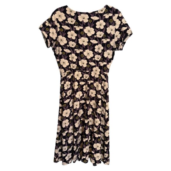 Seasalt Cornwall Riviera II Dress Size US 8 Organic Cotton Black Purple Floral - Picture 2 of 15